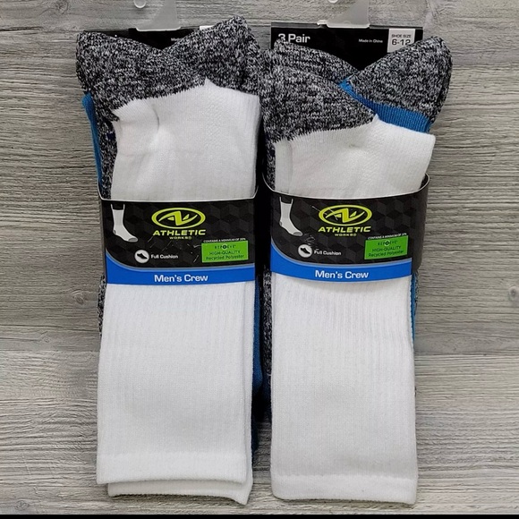 (2) packs Brand new Athletic Works Men's Half Cushion Crew Sock 3 in each - Picture 1 of 10